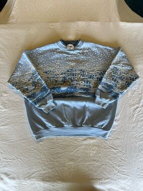 Artisans SunSchin Designs XL Blue Sweatshirt Embroidered Rabbit Winter Pullover